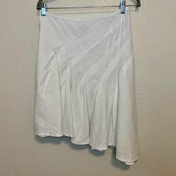 Lucky Brand 100% Linen Flowy Lightweight Skirt Asymmetrical Hem White Size 27 - Picture 11 of 11